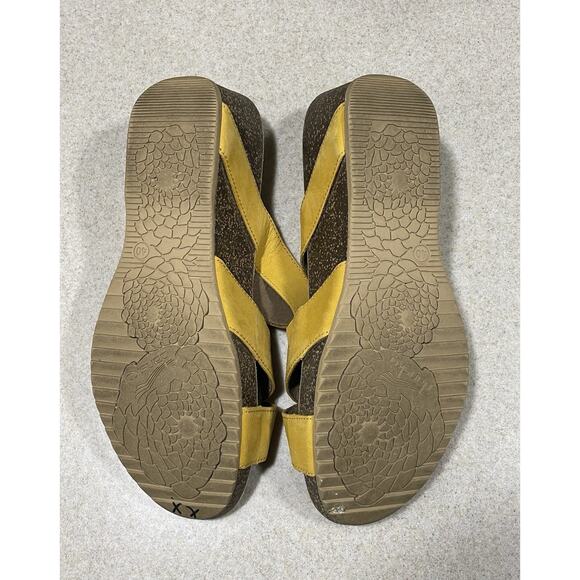 Dansko Susie Yellow Milled Nubuck Cork Wedge Slide Sandal Women 9/EU 40-ADJ Mule - Picture 7 of 11